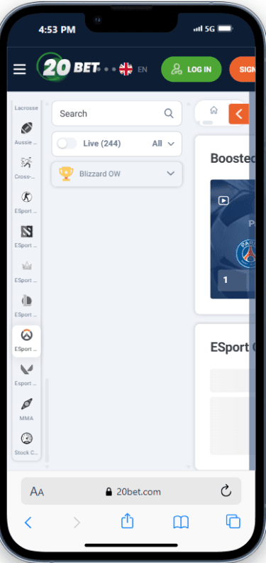 20Bet Esports Betting