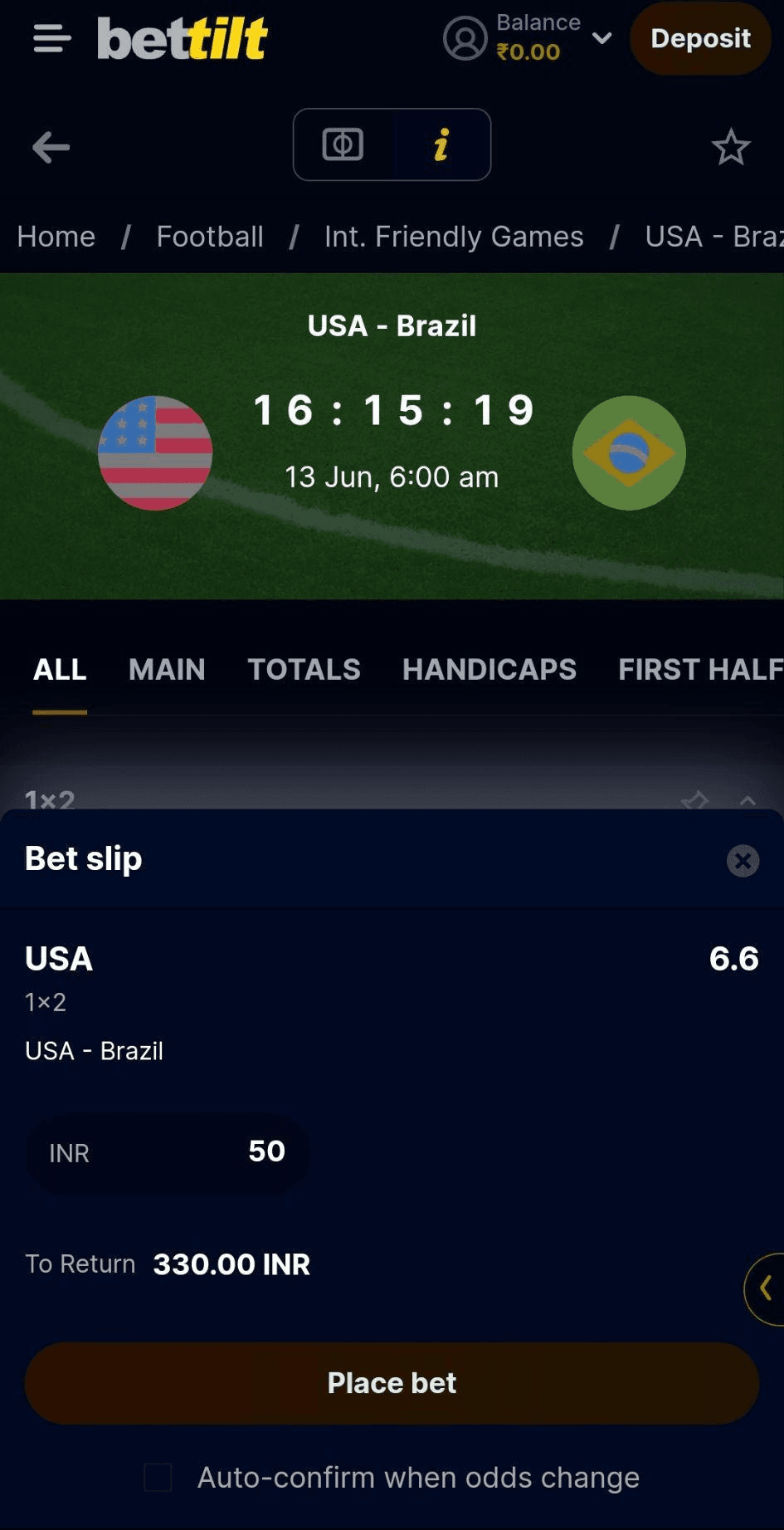 Interface do app Bettilt mostrando a navegação e seleção de jogos no telemóvel