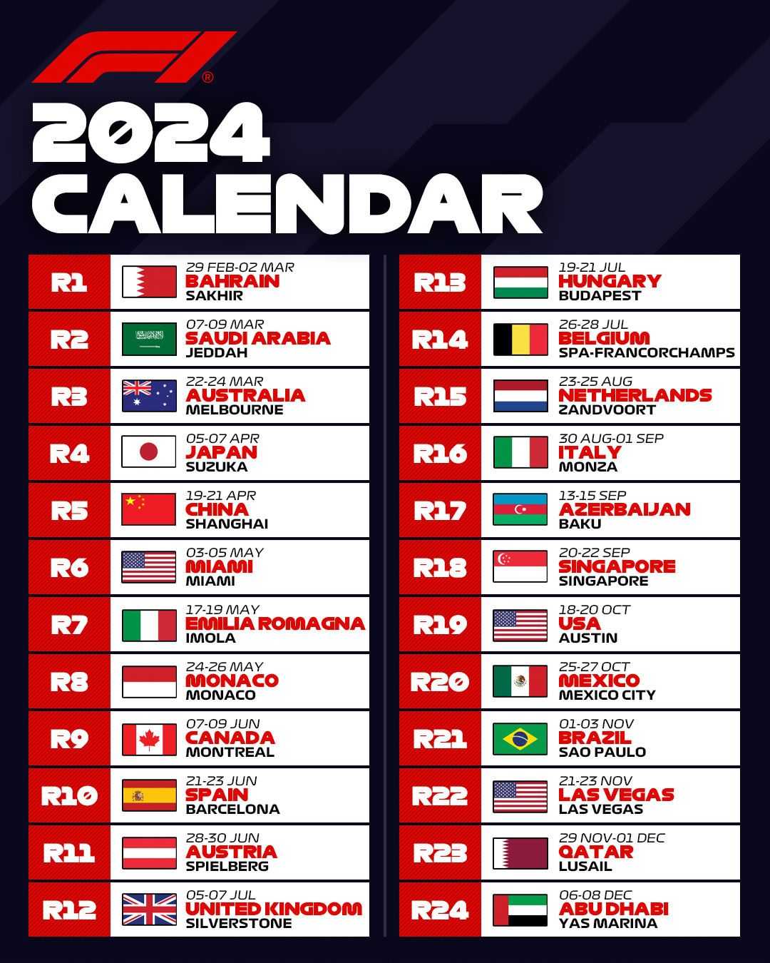 Plan Your F1 Viewing: 2024 Season Schedule & Race Times Worldwide