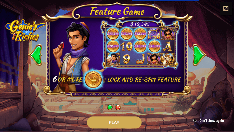 Genie Riches Slot Game Interface