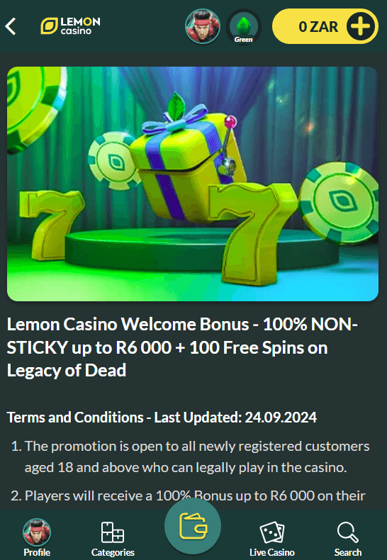Lemon casino 20 free spins