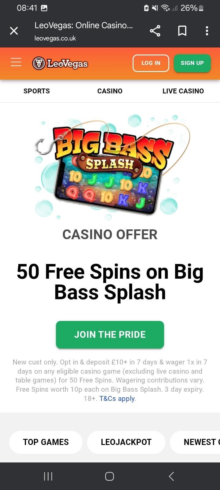 Leo Vegas Welcome Bonus