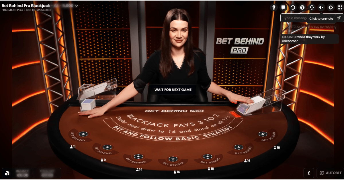 Interface de mise au blackjack live sur Stake montrant les options de pari
