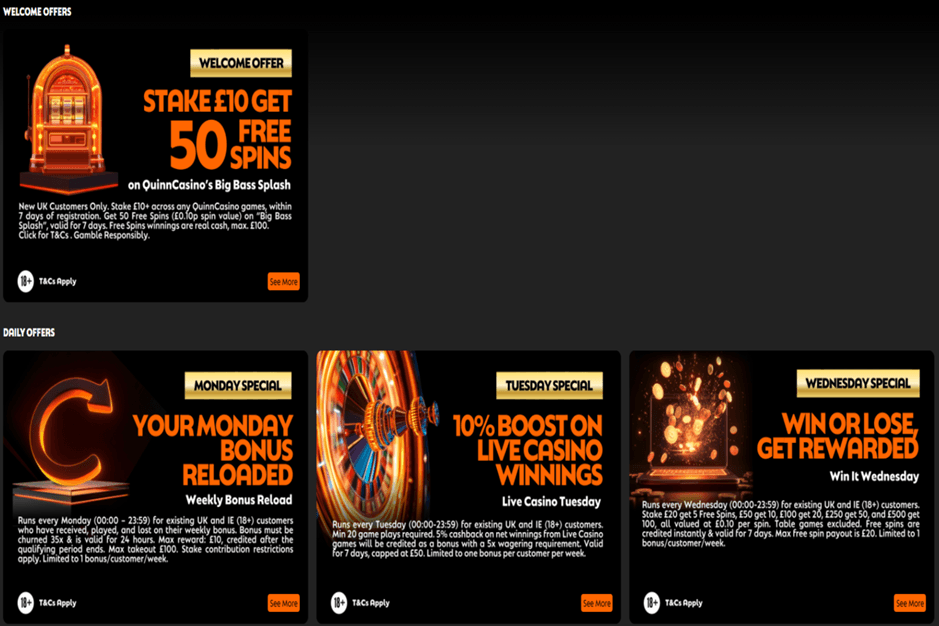 QuinnBet Casino Gaming