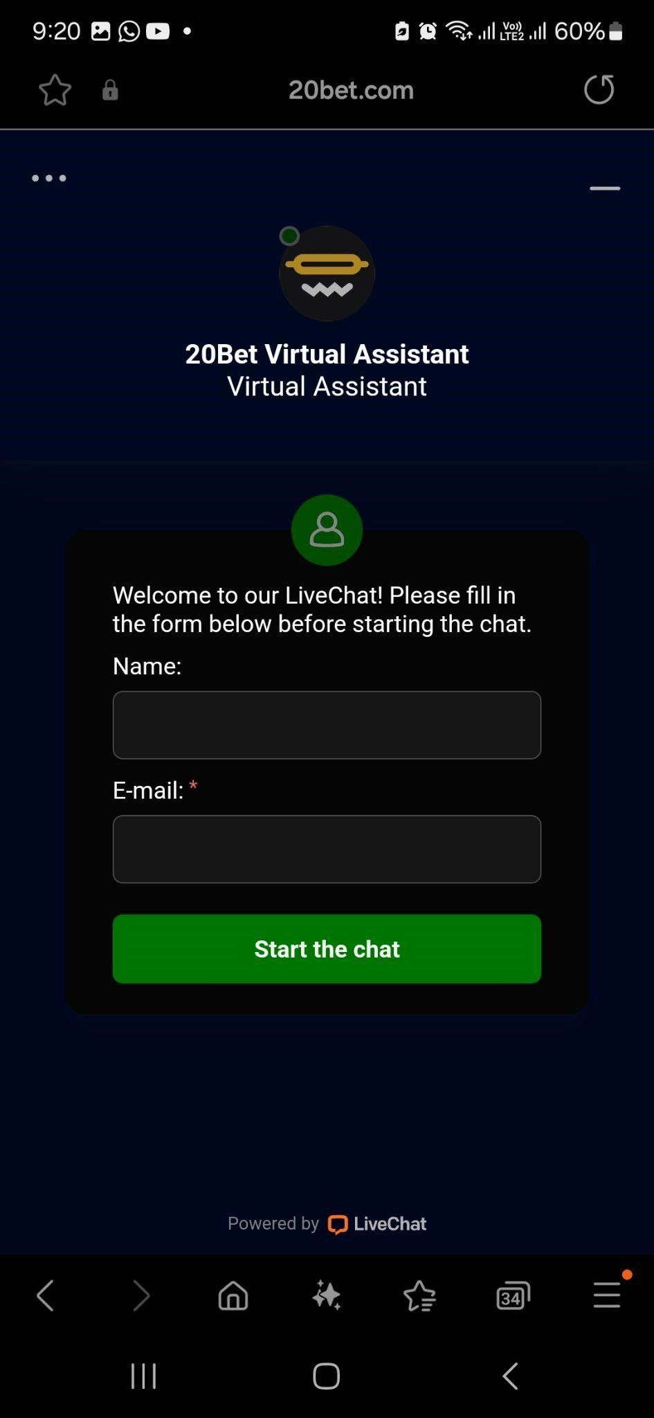 20bet login